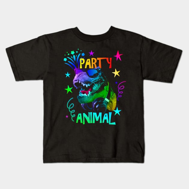 T-Rex Party Animal Kids T-Shirt by Nerd_art